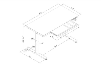 Bureau Metro de 47,24 po à hauteur réglable avec rangement et ports USB - Noir | Bureau Metro de 47,24 po à hauteur réglable avec rangement et ports USB - noir