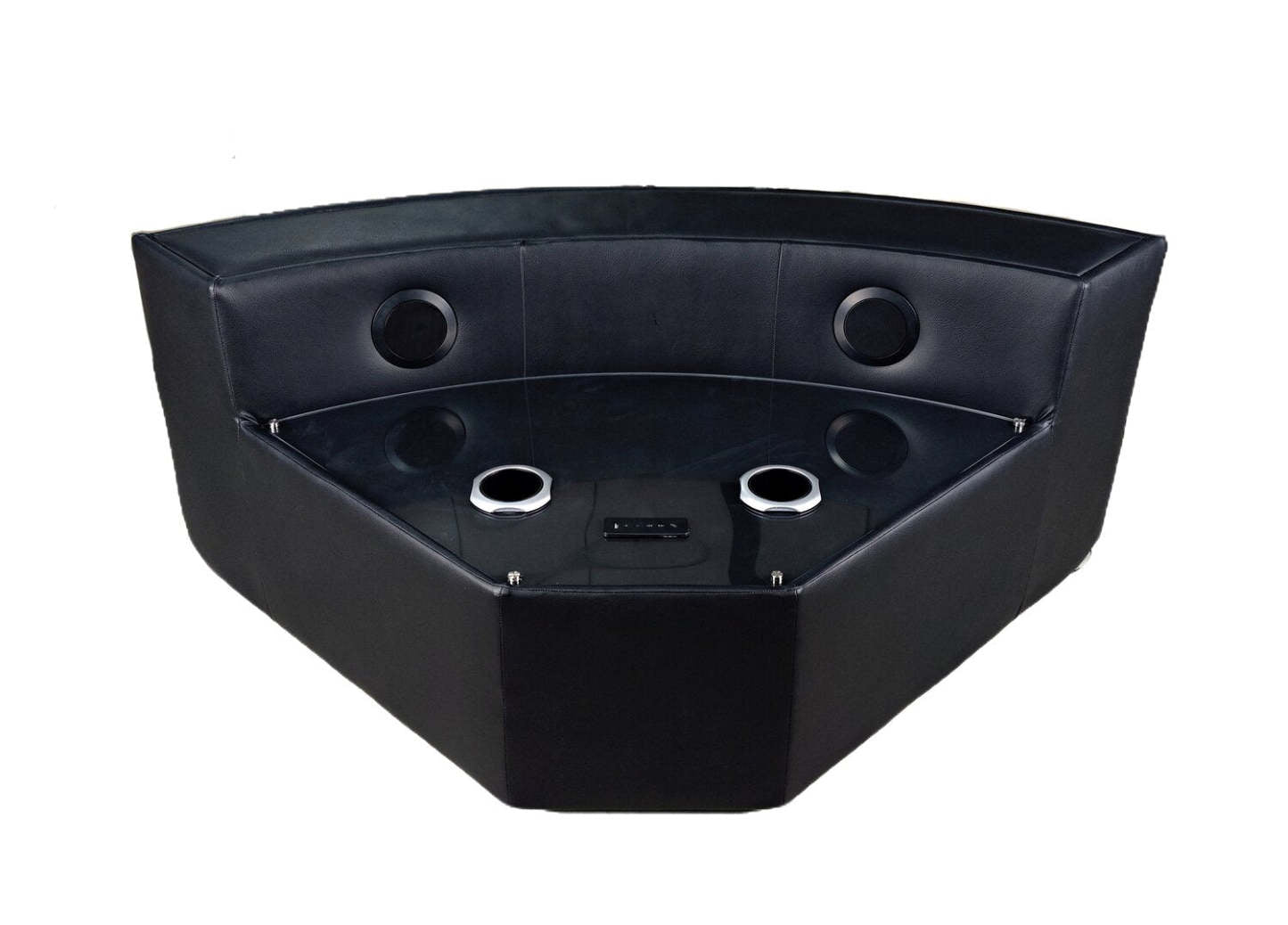 Sofa sectionnel à inclinaison électrique Zen 3 pièces en similicuir avec massage et 2 consoles rabattables - noir