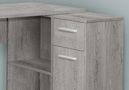 Bureau d'ordinateur en forme de L Bristol 46 avec étagères, tiroir et armoire - Gris|Bureau d'ordinateur en forme de L Bristol de 46 po avec tablettes, tiroir et armoire - gris