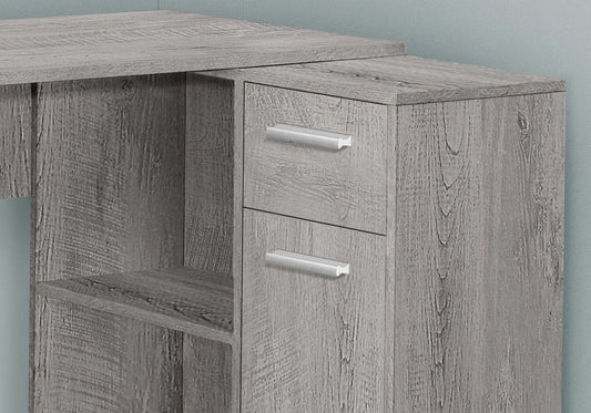 Bureau d'ordinateur en forme de L Bristol 46 avec étagères, tiroir et armoire - Gris|Bureau d'ordinateur en forme de L Bristol de 46 po avec tablettes, tiroir et armoire - gris
