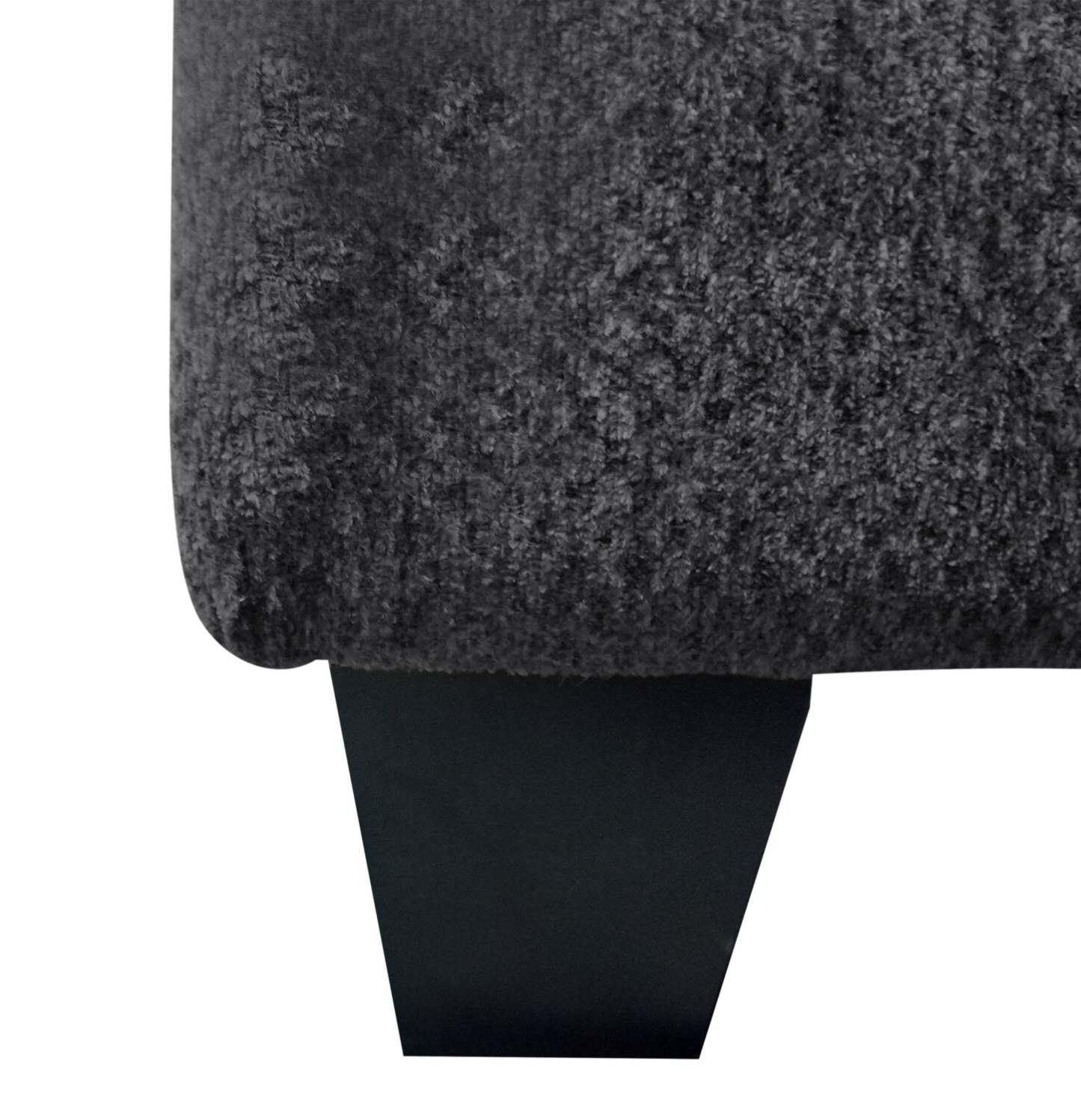 Fauteuil Febe de 49 po fabriqué au Canada en tissu de chenille avec accoudoirs évasés et pattes en bois - gris anthracite