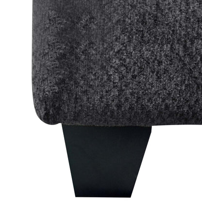 Fauteuil Febe de 49 po fabriqué au Canada en tissu de chenille avec accoudoirs évasés et pattes en bois - gris anthracite