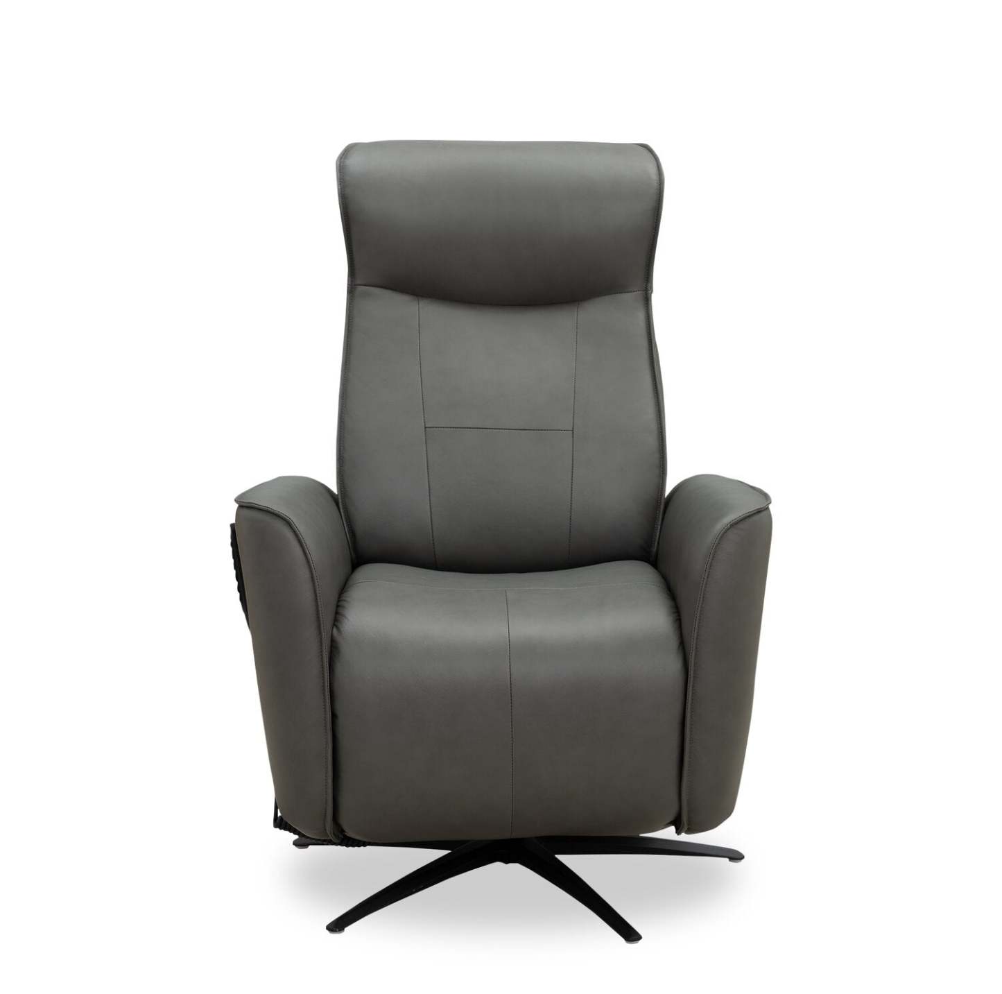 Fauteuil de massage à inclinaison électrique Serene de 31 po en cuir avec véritables appuie-tête électrique et siège chauffant - gris