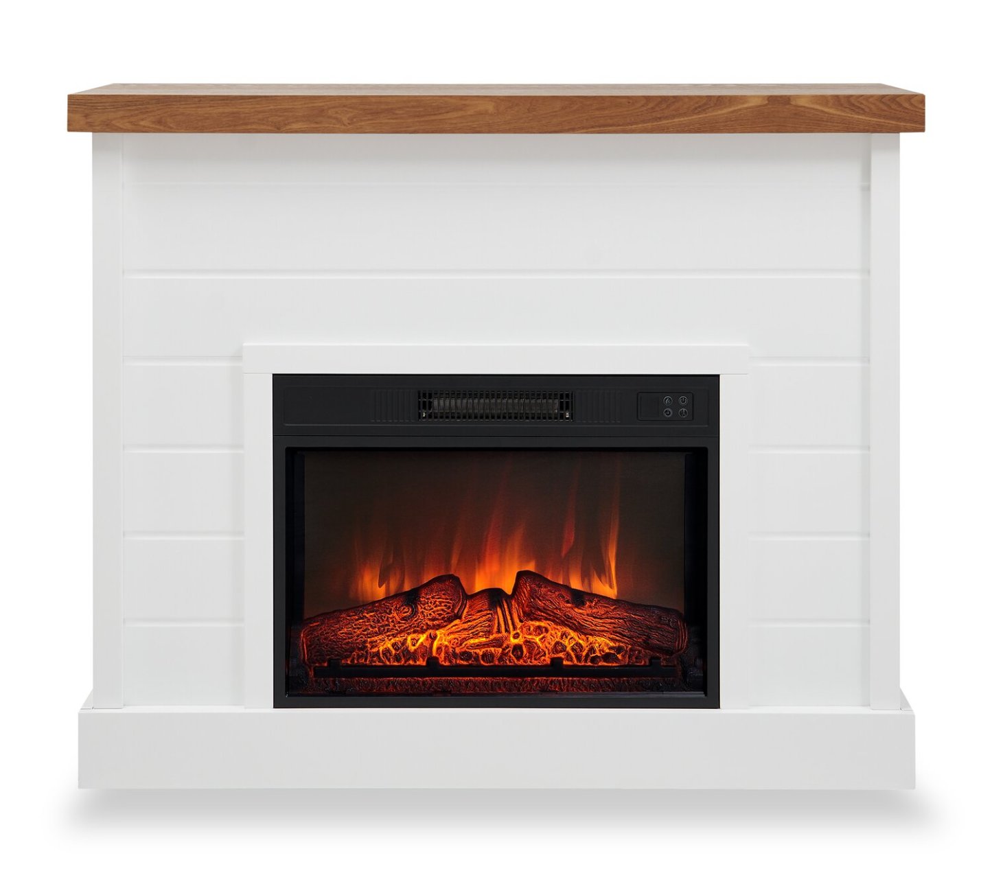 Foyer électrique moderne Mehgan 43.8 - Blanc et marron bicolore | Foyer électrique moderne Mehgan de 43,8 po - deux teintes, blanc et brun