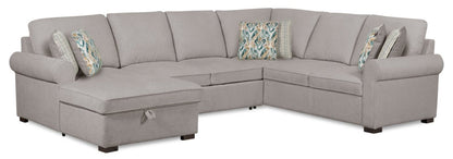 Scott Living Haven 3-Piece Left-Facing Chenille Fabric Sleeper Sectional with Storage Chaise - Grey | Canapé-lit sectionnel gauche Haven de Scott Living 3 pièces en tissu de chenille avec chaise longue de rangement - gris