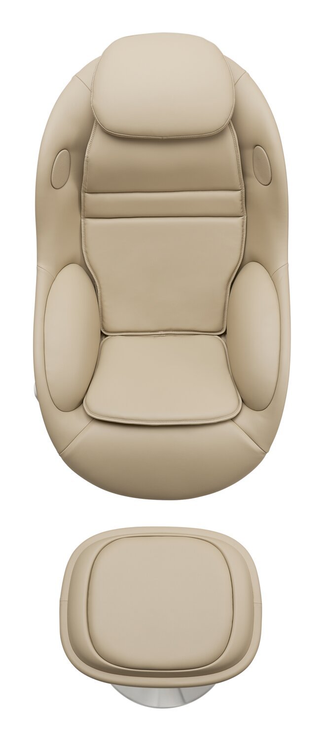 Fauteuil de massage inclinable LG de 29,6 po en tissu d’apparence cuir avec pouf assorti - brun