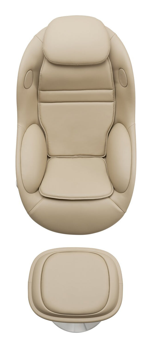 Fauteuil de massage inclinable LG de 29,6 po en tissu d’apparence cuir avec pouf assorti - brun