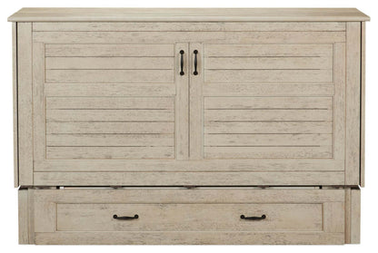 Armoire-lit Parker avec matelas en mousse à mémoire de forme, bois flotté brossé - Taille Queen