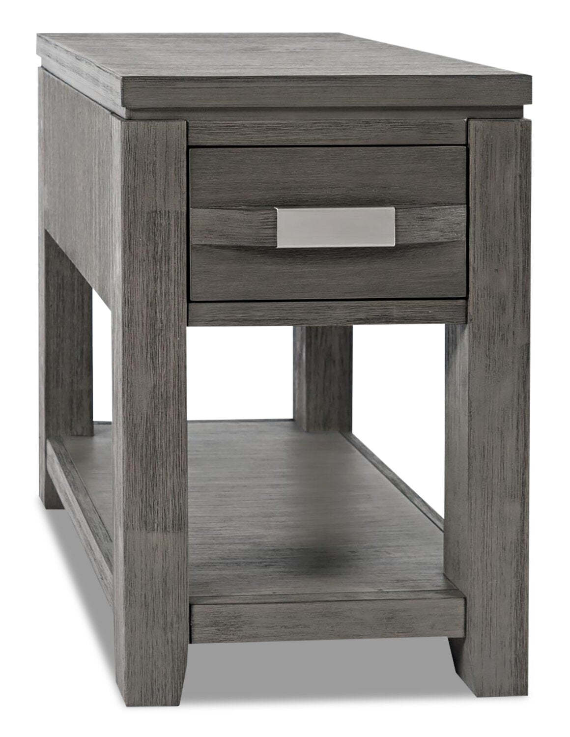 Table de chaise rustique Bronx 16 avec rangement et étagère - Bois gris|Table de fauteuil rustique Bronx de 16 po avec rangement et tablette - bois gris