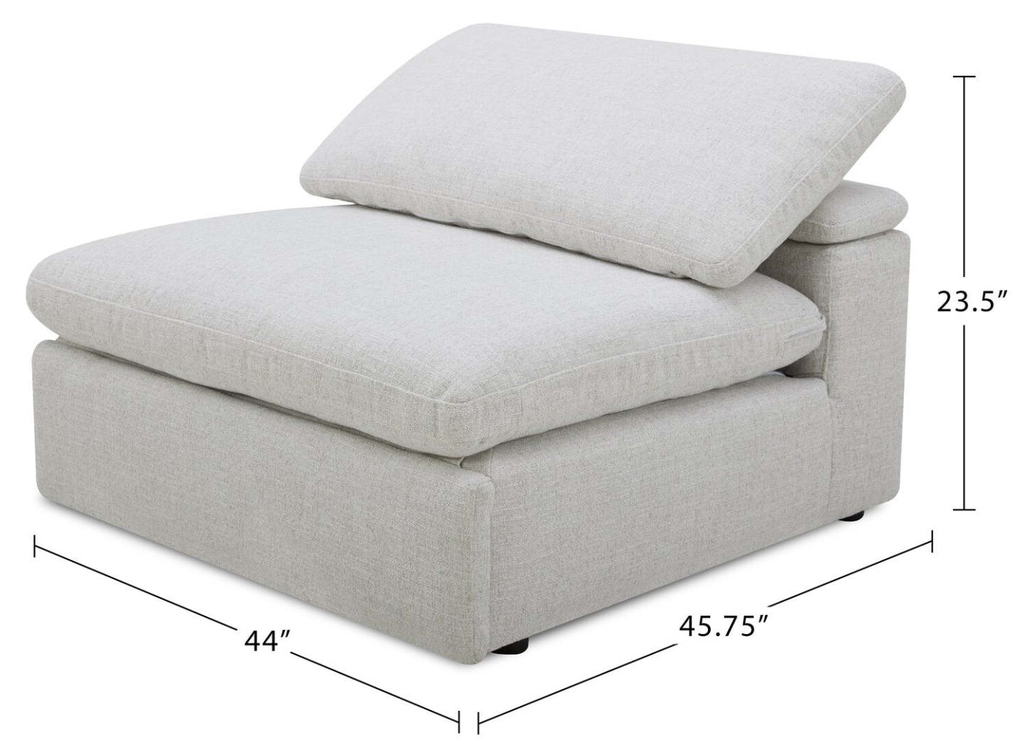 Fauteuil à inclinaison électrique sans accoudoirs Sky Modular 44 en tissu avec coussins en plumes - Nathan Wheat | Fauteuil sans accoudoirs à inclinaison électrique modulaire Sky de 44 po en tissu avec coussins en couette et plumes - blé Nathan