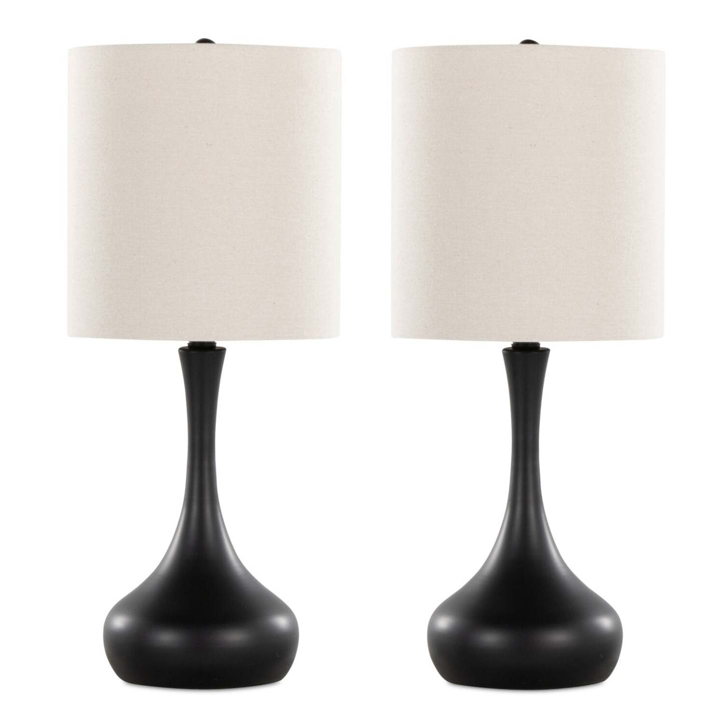 Polly 24 Matte Black Metal 2-Piece Set, with Two Table Lamps  | Ensemble 2 lampes de table Polly de 24 po en métal noir  | POLLY2PK