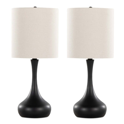 Polly 24 Matte Black Metal 2-Piece Set, with Two Table Lamps  | Ensemble 2 lampes de table Polly de 24 po en métal noir  | POLLY2PK