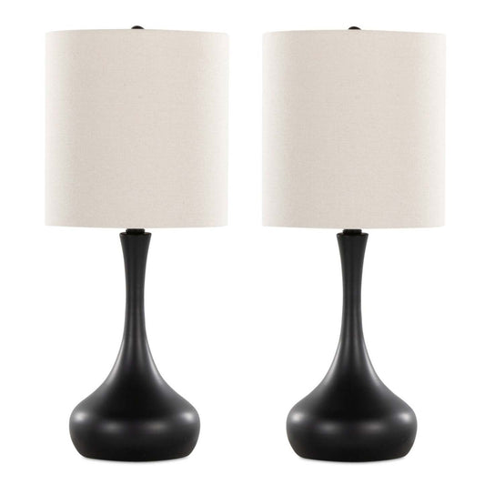 Polly 24 Matte Black Metal 2-Piece Set, with Two Table Lamps  | Ensemble 2 lampes de table Polly de 24 po en métal noir  | POLLY2PK