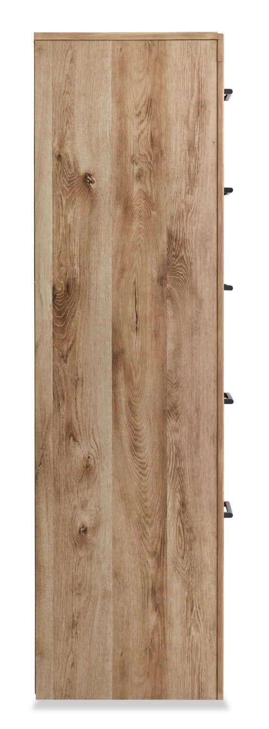 Commode de chambre à coucher Derekson, 5 tiroirs, 31,7 L x 53,9 H - Naturel | Commode verticale Derekson de 31,7 po (L) x 53,9 po (H) à 5 tiroirs pour la chambre à coucher - naturelle