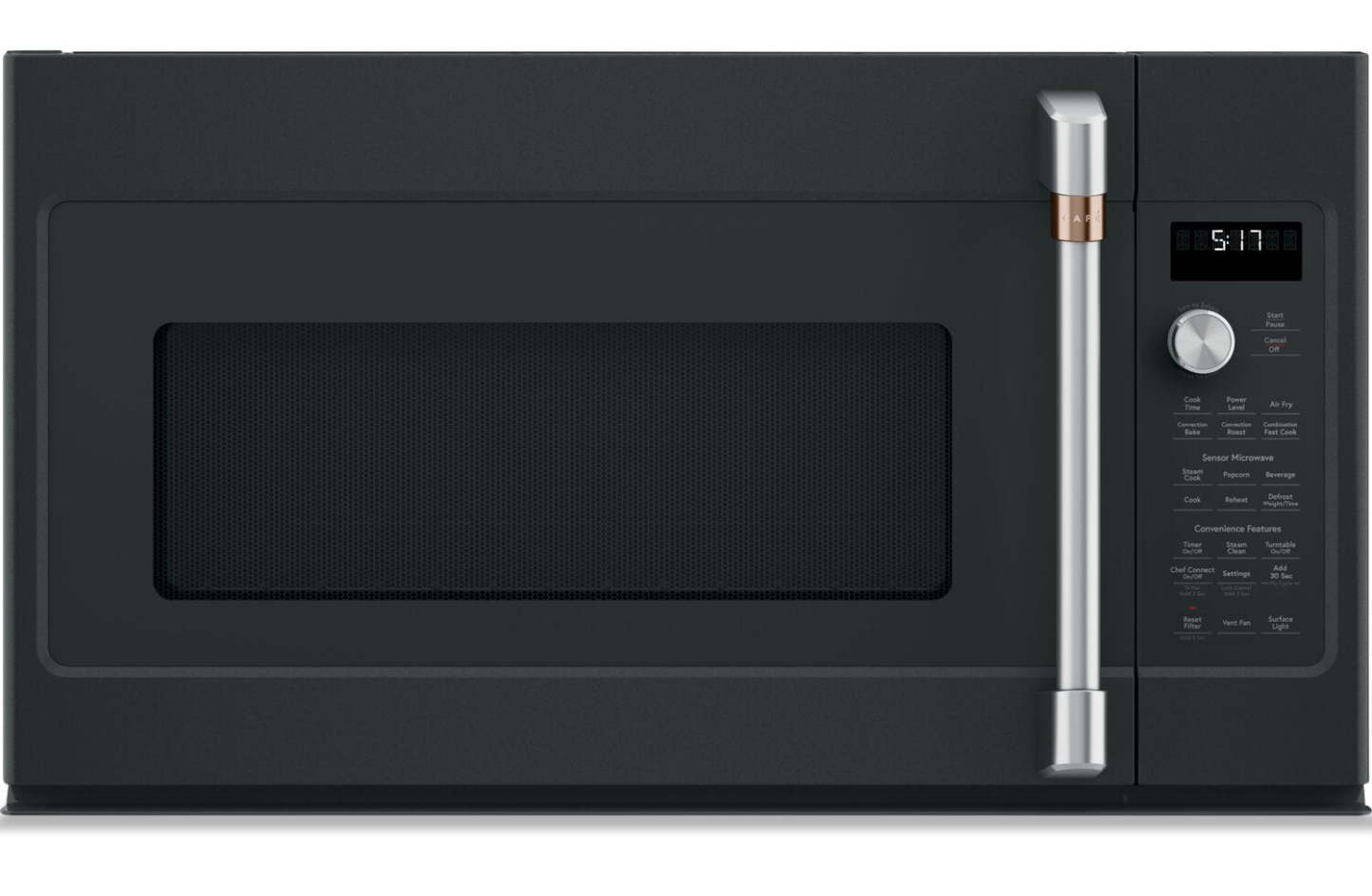 Café 1,7 pi³ Four à micro-ondes à hotte intégrée avec convection et friture à air - noir mat - CVM517P3RD1 | Four à micro-ondes à hotte intégrée Café de 1,7 pi³ avec convection et friture à air - noir mat - CV…