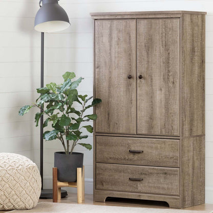 Holt Bedroom 2-Drawer Chest with Storage Cabinet, 33.75W x 63.5H, Made in Canada - Brown | Commode verticale Holt de 33,75 po (L) x 63,5 po (H) à 2 tiroirs avec armoire de rangement pour la chambre à coucher, fabriquée au Canada - brune