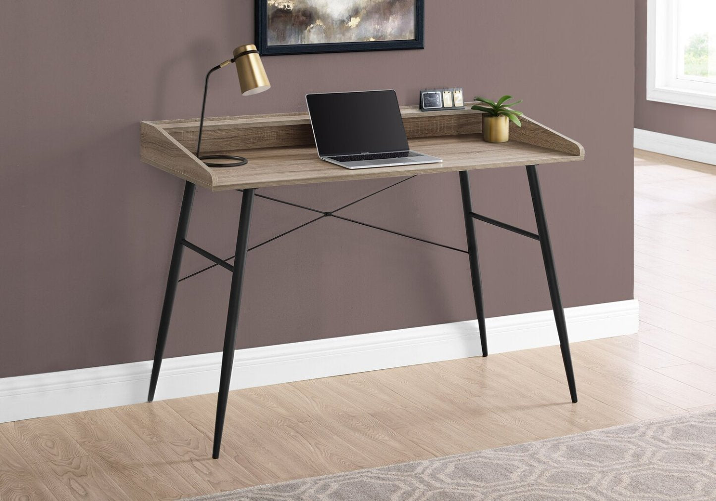 Bureau Jeremy 47.25 avec petite niche - Taupe|Bureau Jeremy de 47,25 po avec petite crédence - taupe