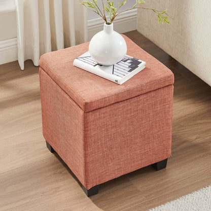 Halifax 14.75 Square Fabric Storage Ottoman - Orange|Pouf de rangement carré Halifax de 14,75 po en tissu - orange