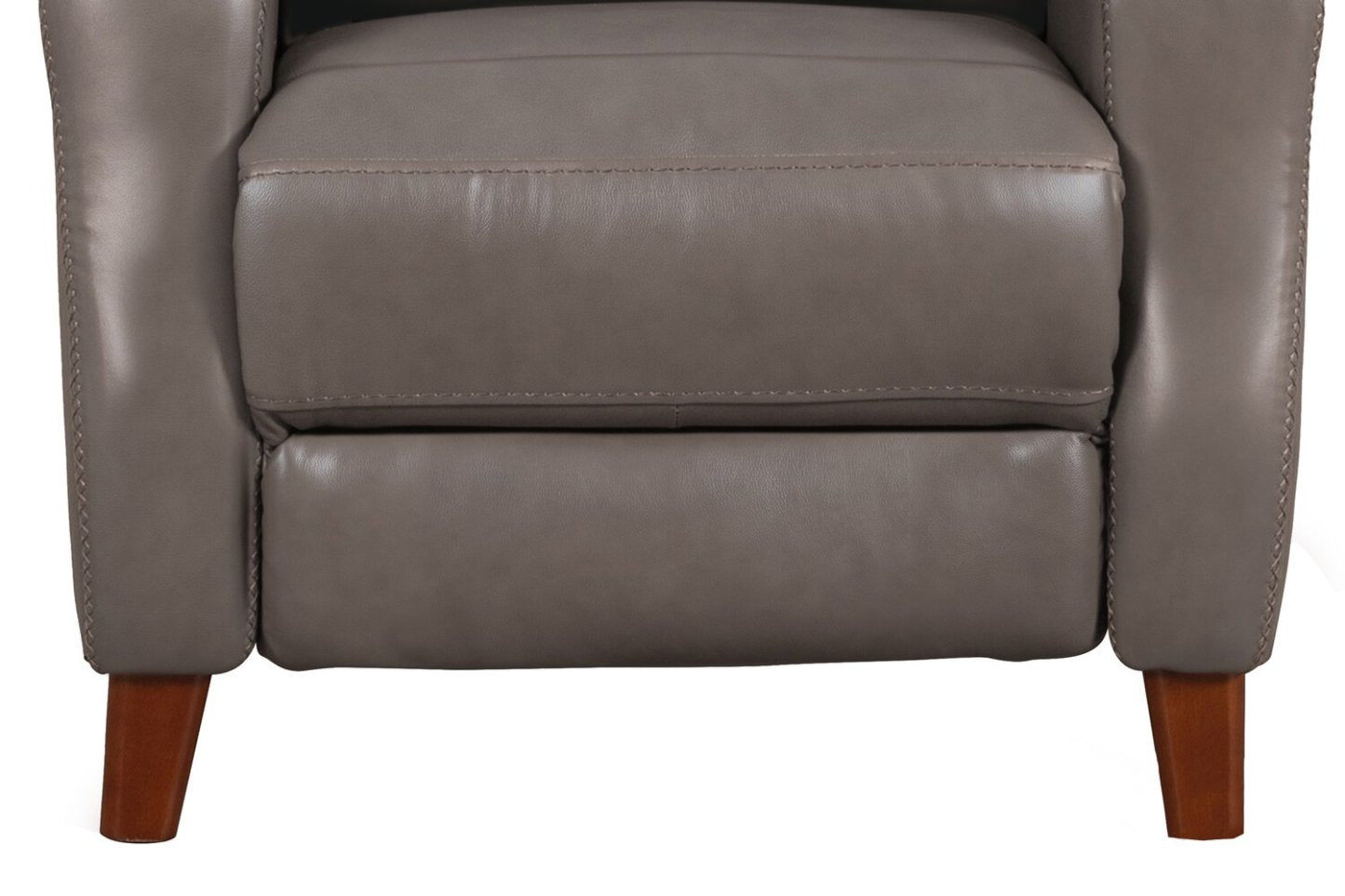 Fauteuil à inclinaison par poussée Natalie de 32,5 po en cuir véritable de qualité supérieure avec pattes en bois - gris