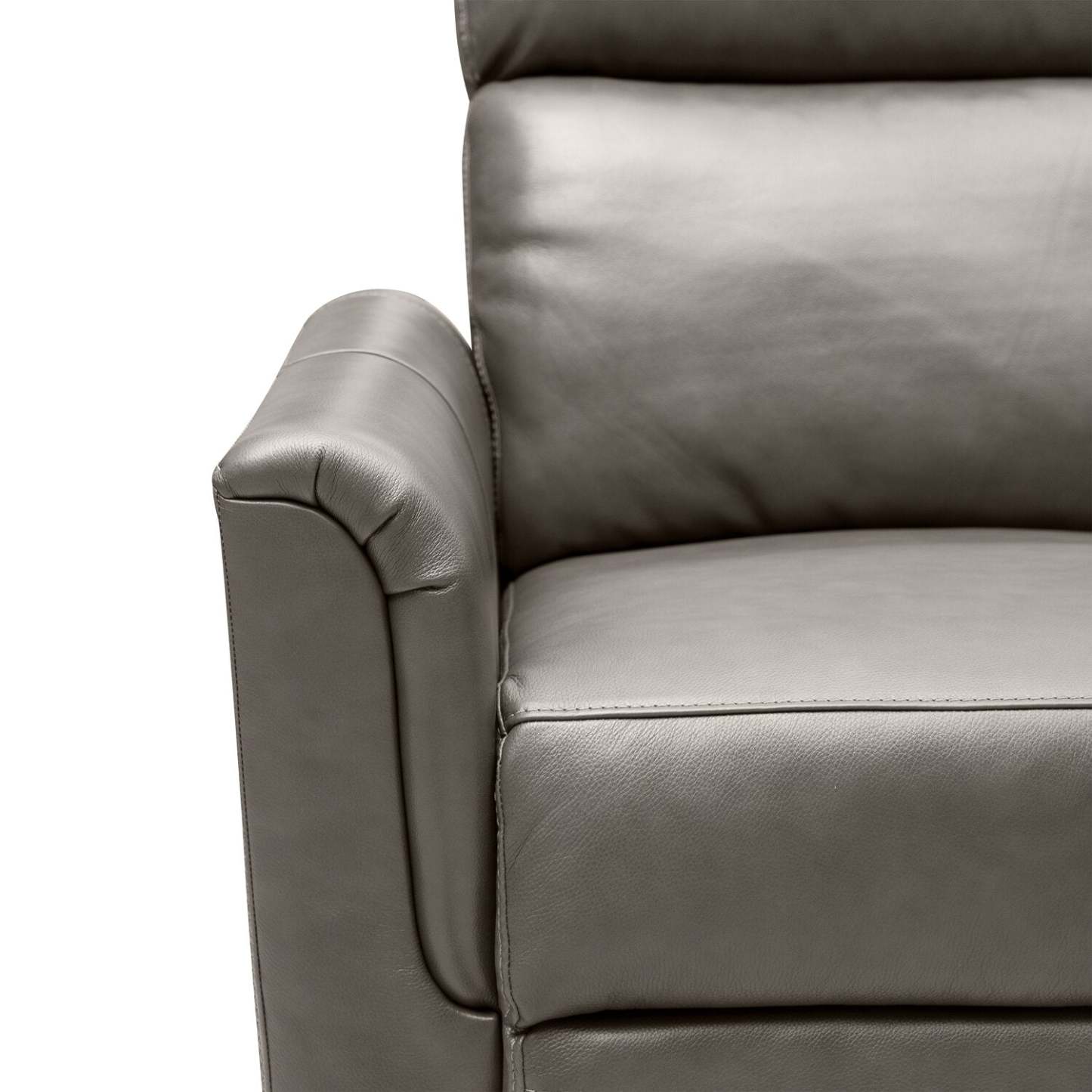 Bryce 35.5 Top-Grain Genuine Leather Power Reclining Chair with Power Headrest - Grey | Fauteuil à inclinaison électrique Bryce de 35,5 po en cuir véritable de qualité supérieure avec appuie-tête électrique - gris