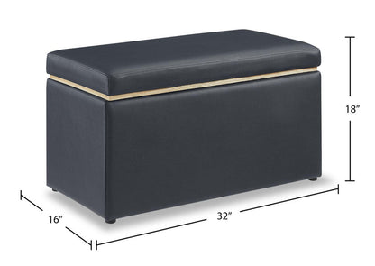 Edmonton 32 Storage Ottoman - Navy Faux Leather|Pouf de rangement Edmonton de 32 po - similicuir bleu marine