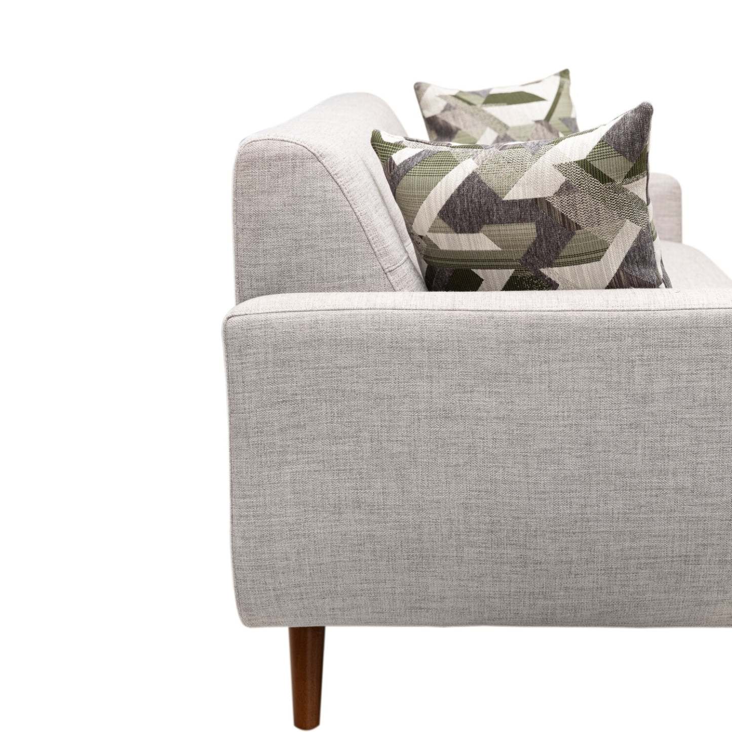 Kort & Co. Freeman 80” Linen-Look Fabric Condo Size Sofa with Wood Legs - Dove White | Sofa Freeman de Kort & Co. de 80 po de format condo en tissu d’apparence lin avec base et pattes en bois - blanc colombe