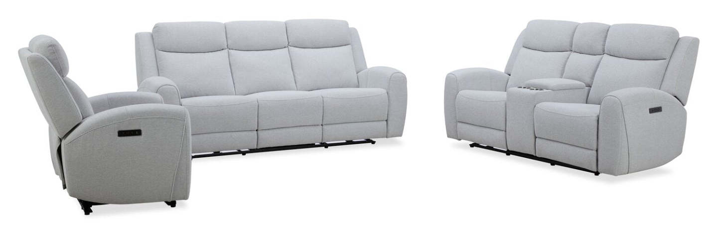 Reign 78 Fabric Power Reclining Loveseat with Console - Bronco Stone Grey | Causeuse à inclinaison électrique Reign de 78 po en tissu avec console - gris pierre Bronco