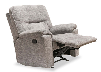 Fabriqué au Canada Fauteuil inclinable coulissant Fynn 40 en tissu chenille - Gris tourterelle | Fauteuil coulissant inclinable Fynn de 40 po fabriqué au Canada en tissu de chenille - gris tourterelle