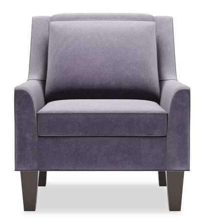 Fauteuil d’appoint club Sofa Lab personnalisable de 29 po en tissu de velours avec pattes en bois - gris Granite Grey | Fauteuil d’appoint club Sofa Lab de 29 po fabriqué au Canada en tissu de velours avec pattes en bois - gris Granite Grey | CLUB3388