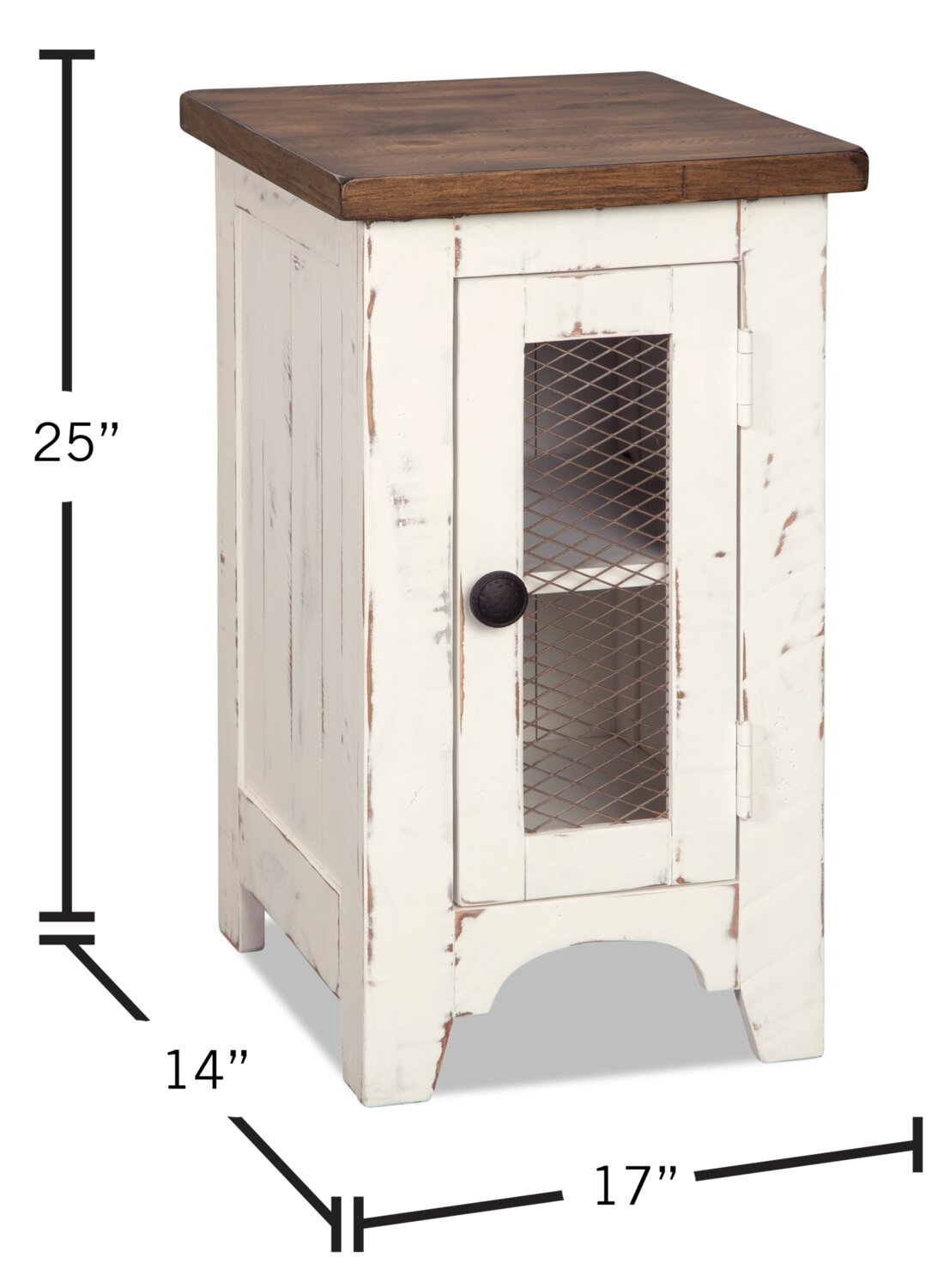 Benjy 14 Rustic Chairside Table with Storage - Two Tone Wood|Table de fauteuil rustique Benjy de 14 po avec rangement - bois deux teintes