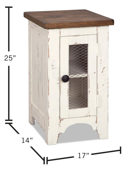 Benjy 14 Rustic Chairside Table with Storage - Two Tone Wood|Table de fauteuil rustique Benjy de 14 po avec rangement - bois deux teintes