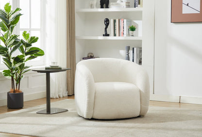 Fauteuil d'appoint courbé en tissu Sherpa Solo 31.1 - Crème glacée | Fauteuil d'appoint courbé Solo de 31,1 po en tissu sherpa - crème glacée