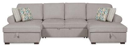 Sofa-lit sectionnel Haven de Scott Living 3 pièces en tissu de chenille avec 2 fauteuils longs de rangement - gris
