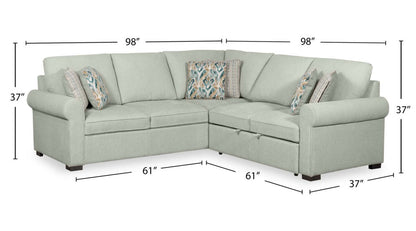 Scott Living Canapé-lit sectionnel Haven 3 pièces en tissu chenille - Bleu écume de mer | Canapé-lit sectionnel Haven de Scott Living 3 pièces en tissu chenille - bleu écume de mer