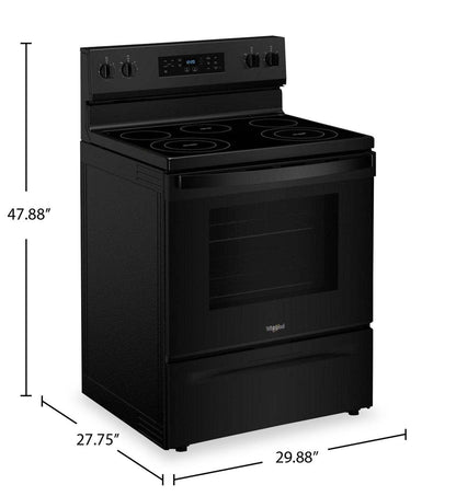 Cuisinière électrique Whirlpool de 30 po et de 5,3 pi3 avec 5 éléments - noire - YWFES3330RB | Whirlpool 30 5.3 Cu. Ft. Electric Range with 5 Elements - Black - YWFES3330RB