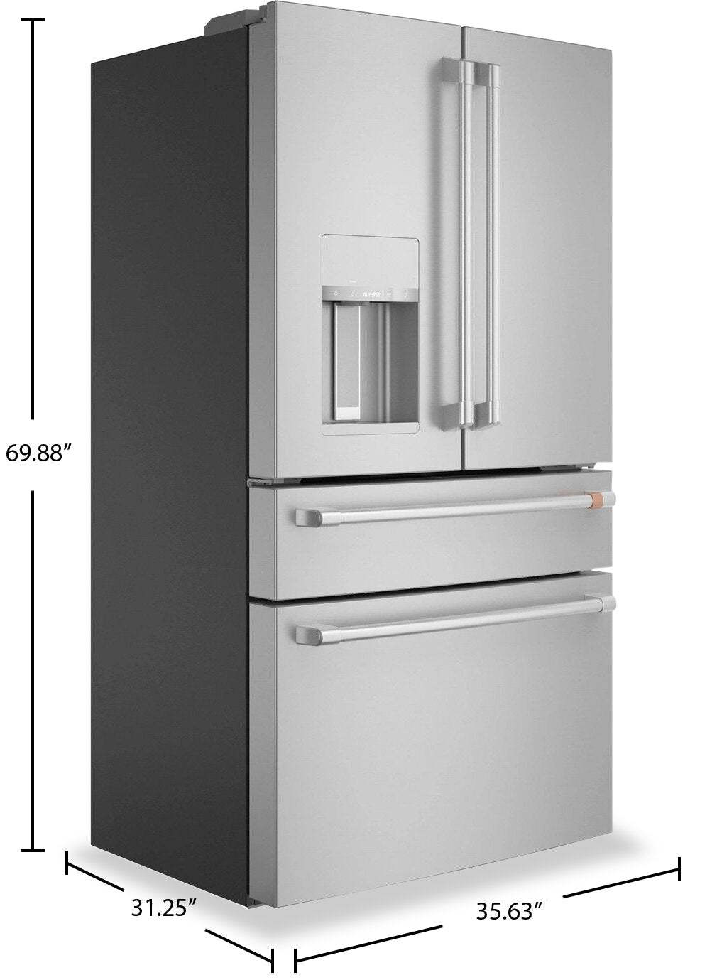 Réfrigérateur Café de 36 22,3 pi³ à 4 portes - acier inoxydable - CXE22DP2PS1 | Cafe 36 22.3 Cu. Ft. Quad Door Refrigerator - Stainless - CXE22DP2PS1