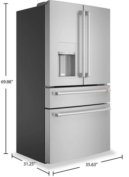Réfrigérateur Café de 36 22,3 pi³ à 4 portes - acier inoxydable - CXE22DP2PS1 | Cafe 36 22.3 Cu. Ft. Quad Door Refrigerator - Stainless - CXE22DP2PS1