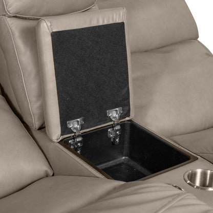 Scott Living Prescott 79 Genuine Leather Power Reclining Loveseat with Power Headrests - Grey | Causeuse à inclinaison électrique Prescott de Scott Living de 79 po en cuir véritable avec appuie-têtes électriques - grise