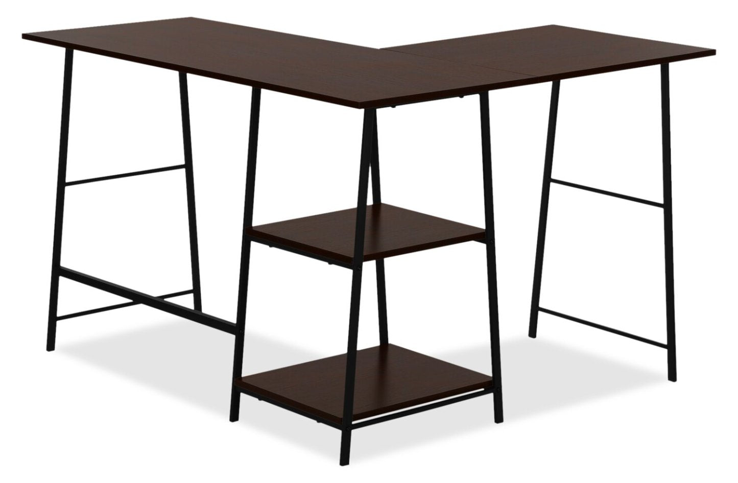 Evlin 42 L-Shaped Office Desk with Shelves - Espresso|Bureau en forme de L Evlin de 42 po à tablettes - espresso