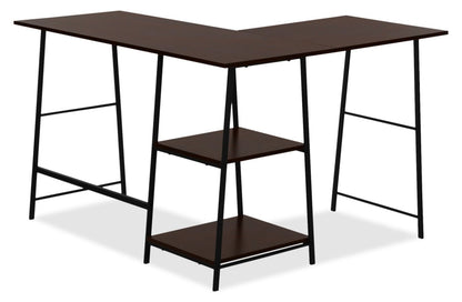 Evlin 42 L-Shaped Office Desk with Shelves - Espresso|Bureau en forme de L Evlin de 42 po à tablettes - espresso