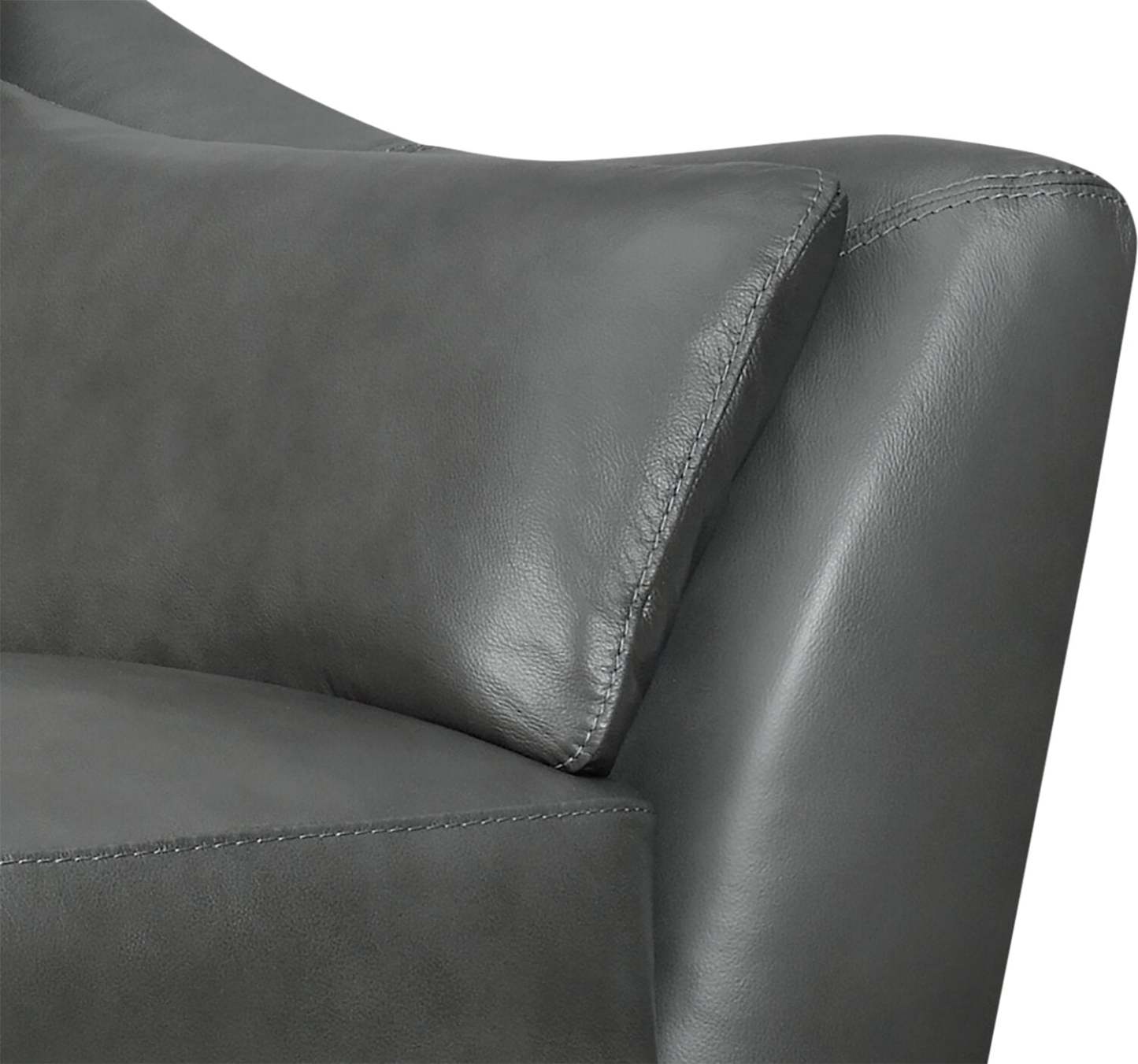Chateau d'Ax Lusso 92 Chaise 100 % cuir véritable avec pieds en bois – Gris anthracite | Fauteuil Lusso de Château d'Ax de 92 po en cuir véritable à 100 % avec pattes en bois - gris anthracite