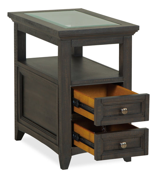 Table de fauteuil traditionnelle Hanson de 15 po en pin avec rangement - graphite