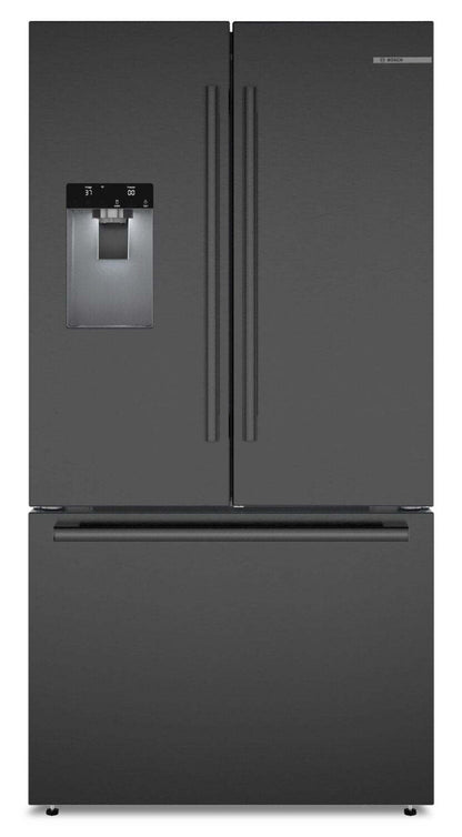 Bosch Série 500 36 26 Cu. Fort. Réfrigérateur à portes françaises - Acier inoxydable noir - B36FD52SNB | Réfrigérateur Bosch Série 500 de 36 po et de 26 pi3 à portes françaises - acier inoxydable noir - B36FD52SNB | B36FD52B
