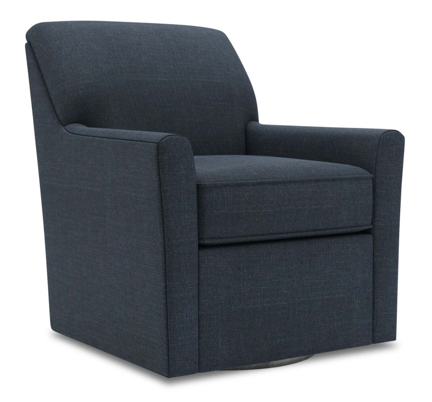 Fauteuil d’appoint pivotant personnalisable Sofa Lab de 31 po fabriqué au Canada en tissu d’apparence lin - bleu Luna Sailor | SWIV2491