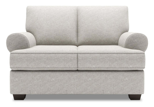 Fabriqué au Canada Canapé Personnalisable Lab Roll 64 Canapé en Tissu Chenille avec Accoudoirs Enroulés - Argent Luxe | Causeuse Roll de Sofa Lab de 64 po fabriquée au Canada en tissu d’apparence lin avec accoudoirs enroulés - argenté Luxe | RO202793