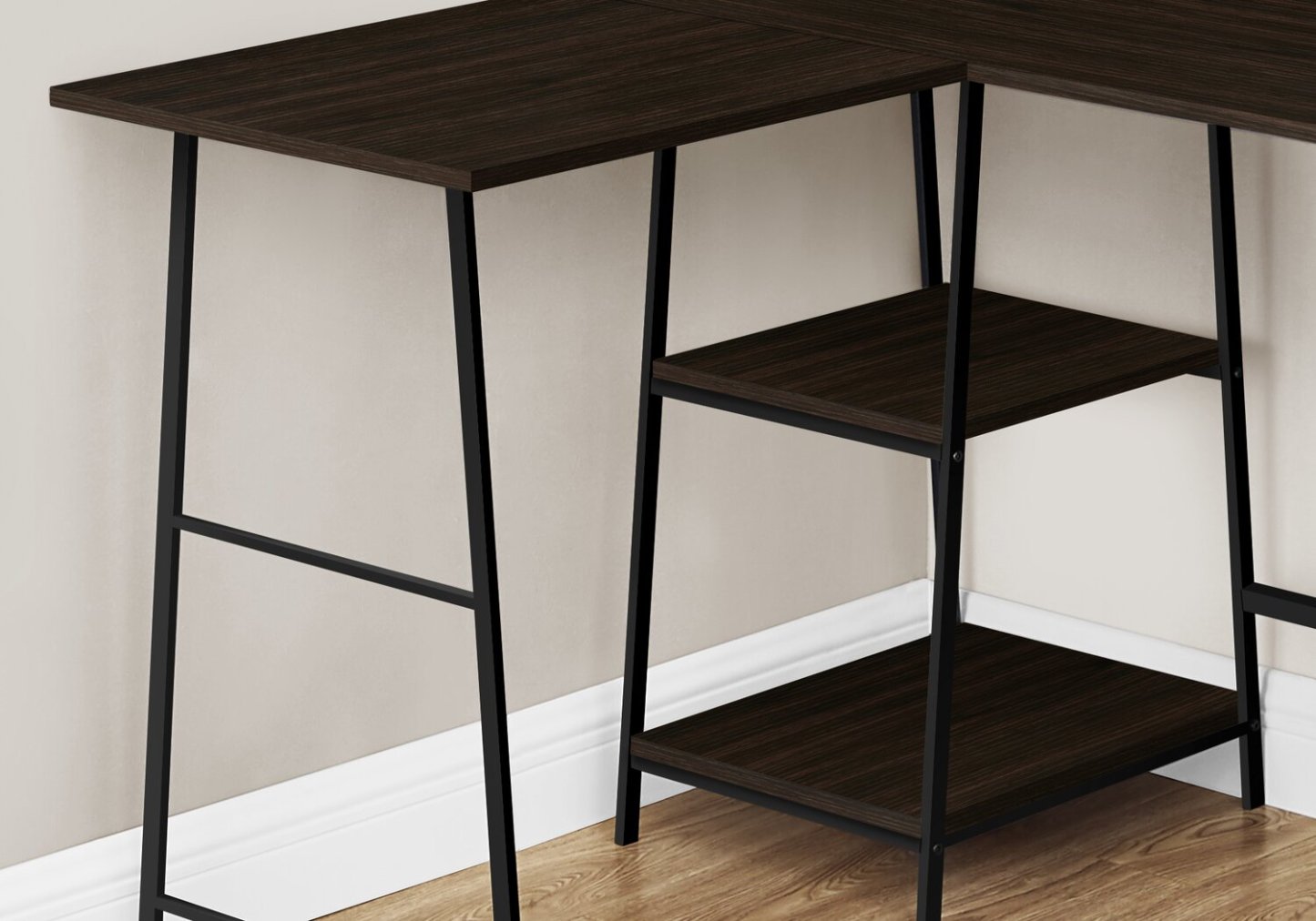 Evlin 42 L-Shaped Office Desk with Shelves - Espresso|Bureau en forme de L Evlin de 42 po à tablettes - espresso