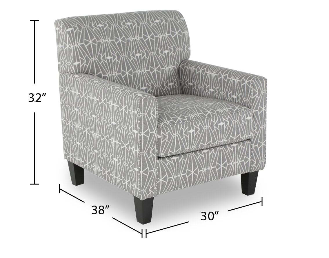 Fabriqué au Canada Cindy Crawford Home Fauteuil d'appoint Kylie 30 en tissu d'apparence lin - Emblème charbon | Fauteuil d'appoint Kylie de Cindy Crawford Home de 30 po fabriqué au Canada en tissu d'apparence lin - emblème anthracite