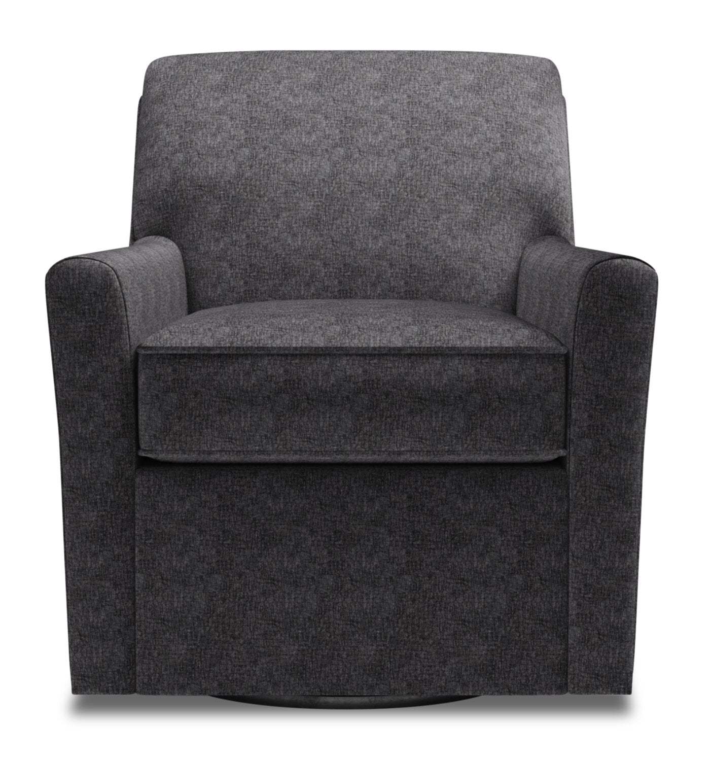Fauteuil d'appoint pivotant personnalisable Sofa Lab de 31 po fabriqué au Canada en tissu de chenille - gris Luxury Charcoal | SWIV2993