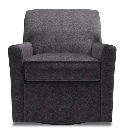 Fauteuil d'appoint pivotant personnalisable Sofa Lab de 31 po fabriqué au Canada en tissu de chenille - gris Luxury Charcoal | SWIV2993