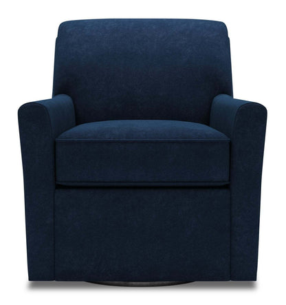 Fauteuil d’appoint pivotant personnalisable Sofa Lab de 31 po fabriqué au Canada en tissu de velours - bleu royal | SWIV3188